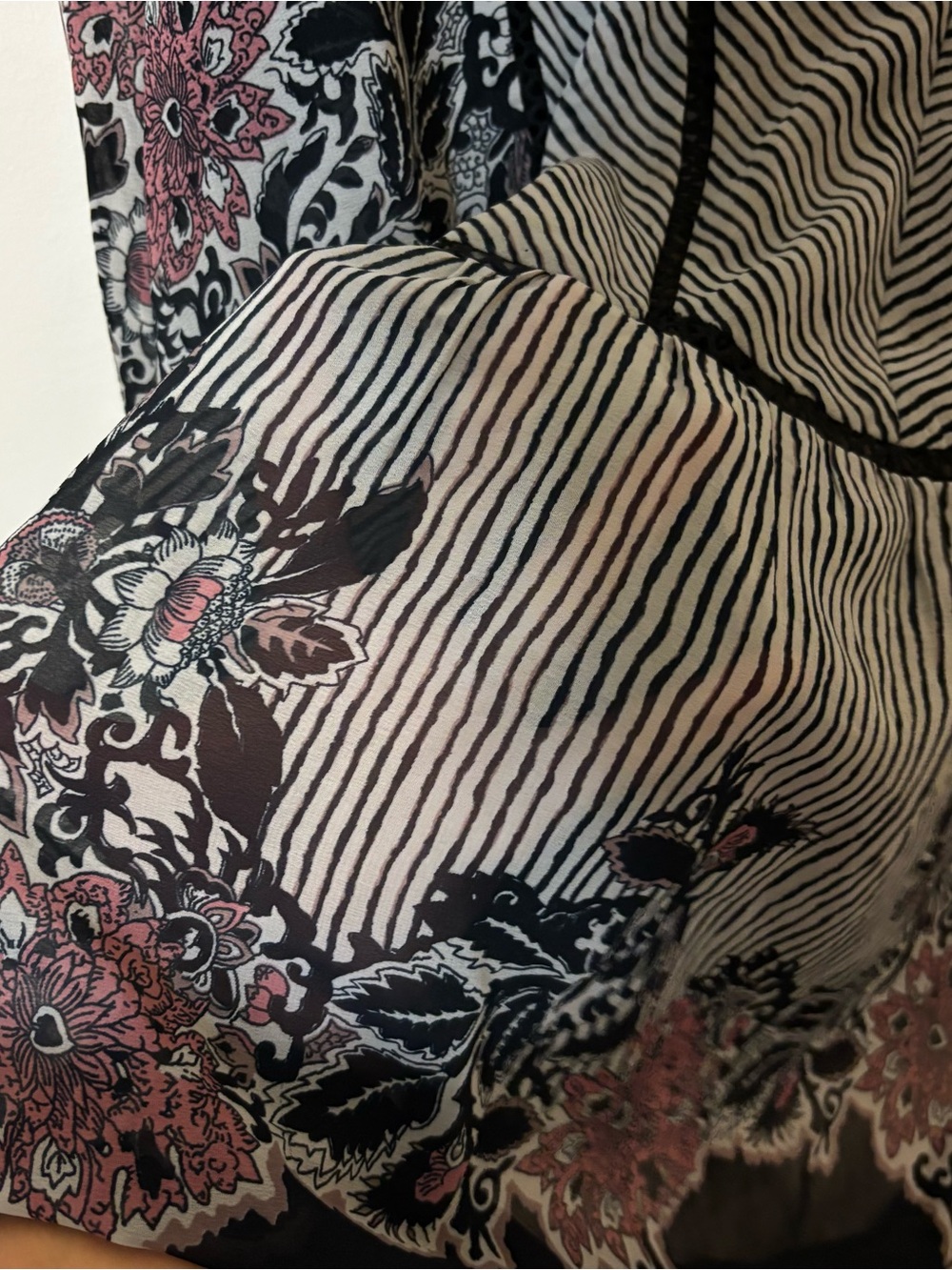Lucky Brand Mixed Print Boho Peasant Blouse Striped Floral Bell Sleeve Size 3X - Picture 9 of 11